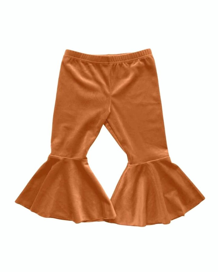 Lina Pleated Velour Bell Bottoms - Camel - Bailey's Blossoms