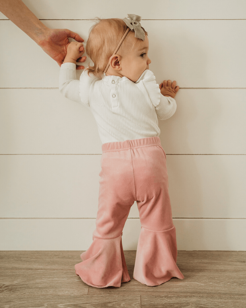 Lina Pleated Velour Bell Bottoms - Lollipop Pink #product_type - Bailey's Blossoms