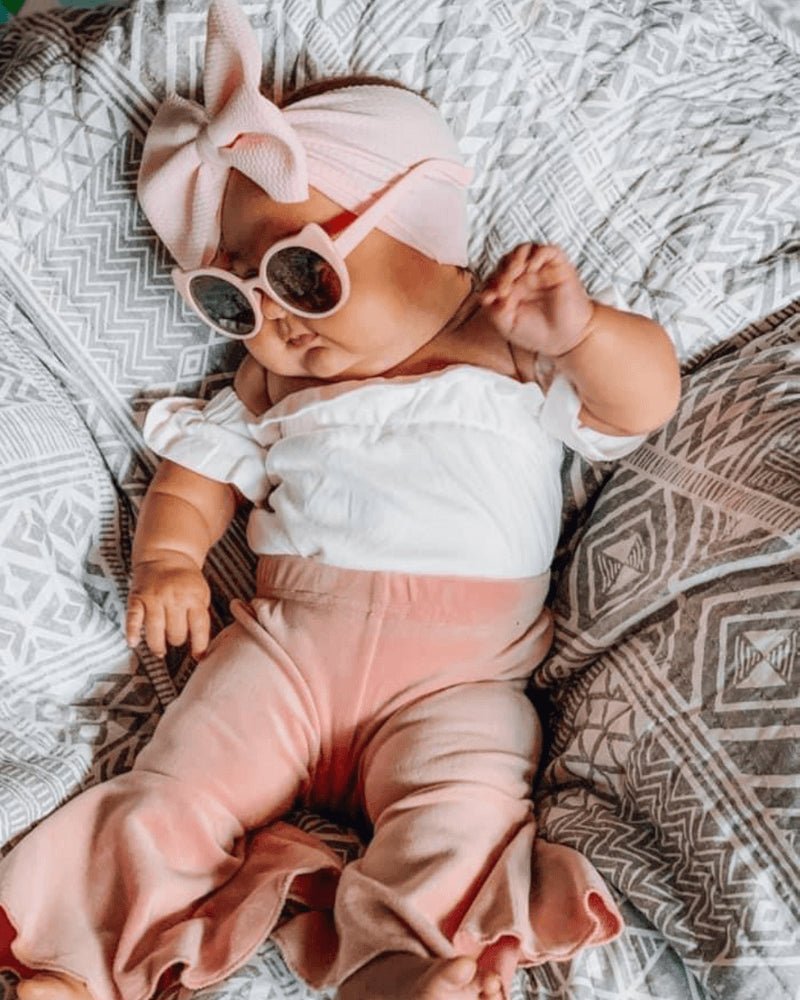 Lina Pleated Velour Bell Bottoms - Lollipop Pink 