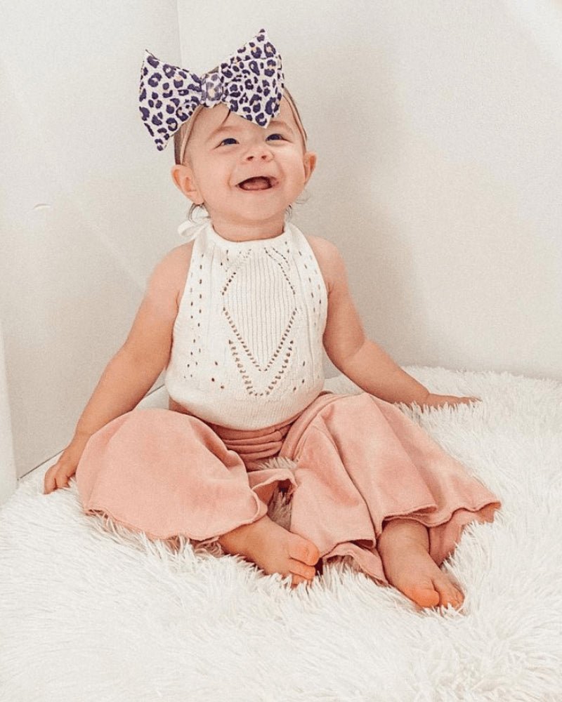 Lina Pleated Velour Bell Bottoms - Lollipop Pink 