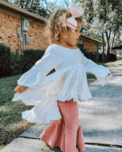 Lina Pleated Velour Bell Bottoms - Lollipop Pink #product_type - Bailey's Blossoms