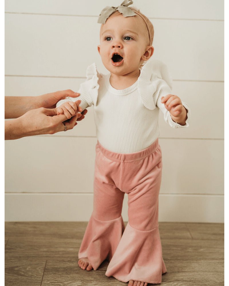 Lina Pleated Velour Bell Bottoms - Lollipop Pink #product_type - Bailey's Blossoms