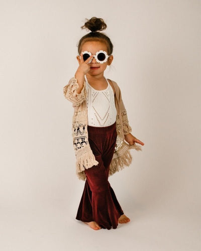Lina Pleated Velour Bell Bottoms - Wine #product_type - Bailey's Blossoms