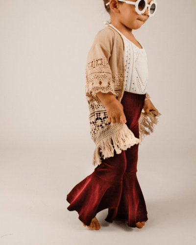 Lina Pleated Velour Bell Bottoms - Wine #product_type - Bailey's Blossoms