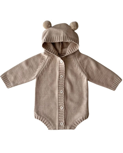 Little Lettie Teddy Bear Romper - Creamy Taupe #product_type - Bailey's Blossoms