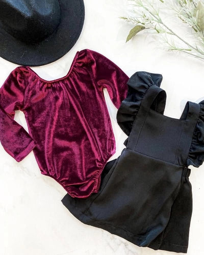 Livee Long Sleeve Velour Leotard - Cranberry #product_type - Bailey's Blossoms