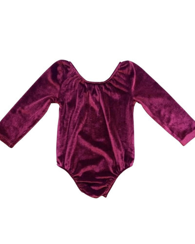 Livee Long Sleeve Velour Leotard - Cranberry #product_type - Bailey's Blossoms
