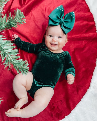 Livee Long Sleeve Velour Leotard - Frosted Forest Green #product_type - Bailey's Blossoms