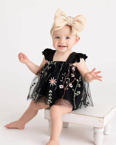 Mallory Tulle Tank & Bloomer Set - Black Floral Embroidery #product_type - Bailey's Blossoms