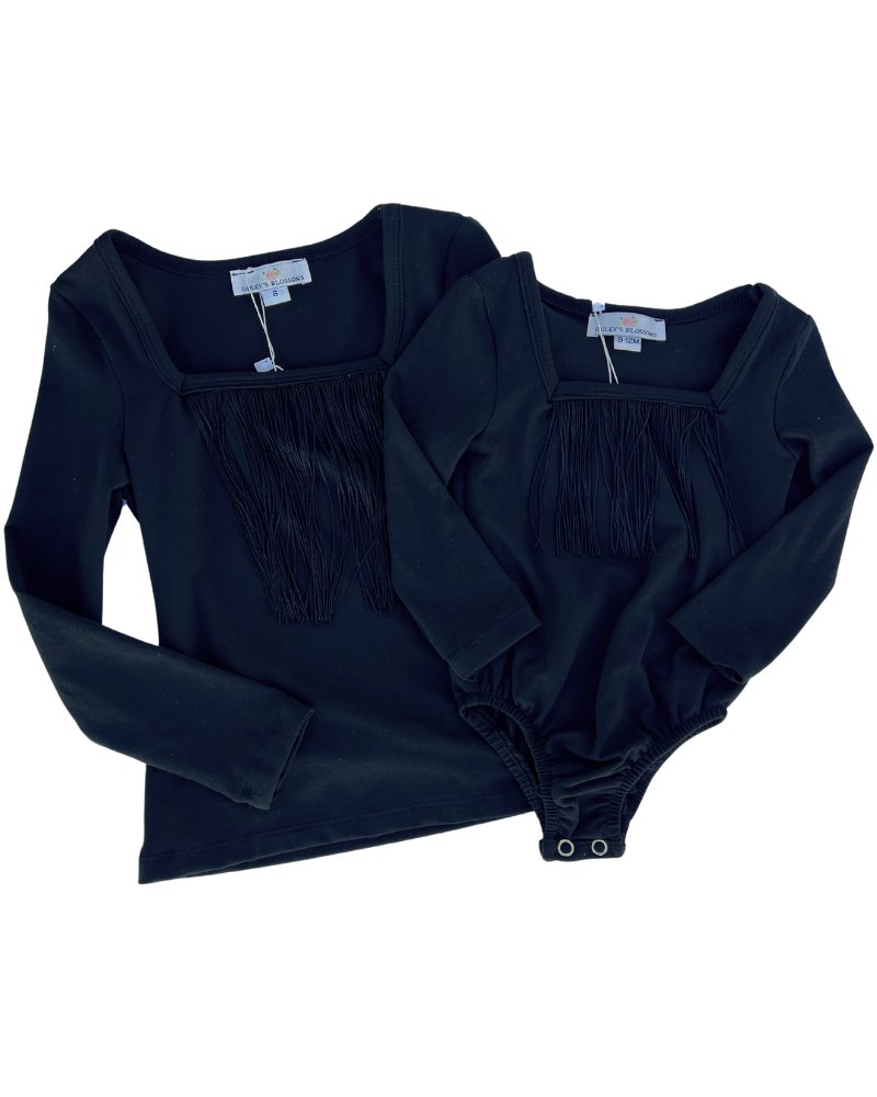 Maxine Fringe Long Sleeve Top & Leotard - Black #product_type - Bailey's Blossoms