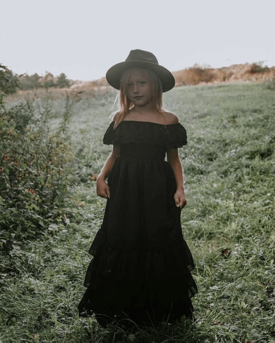 Nellie Ruffle Maxi Dress - Black #product_type - Bailey's Blossoms