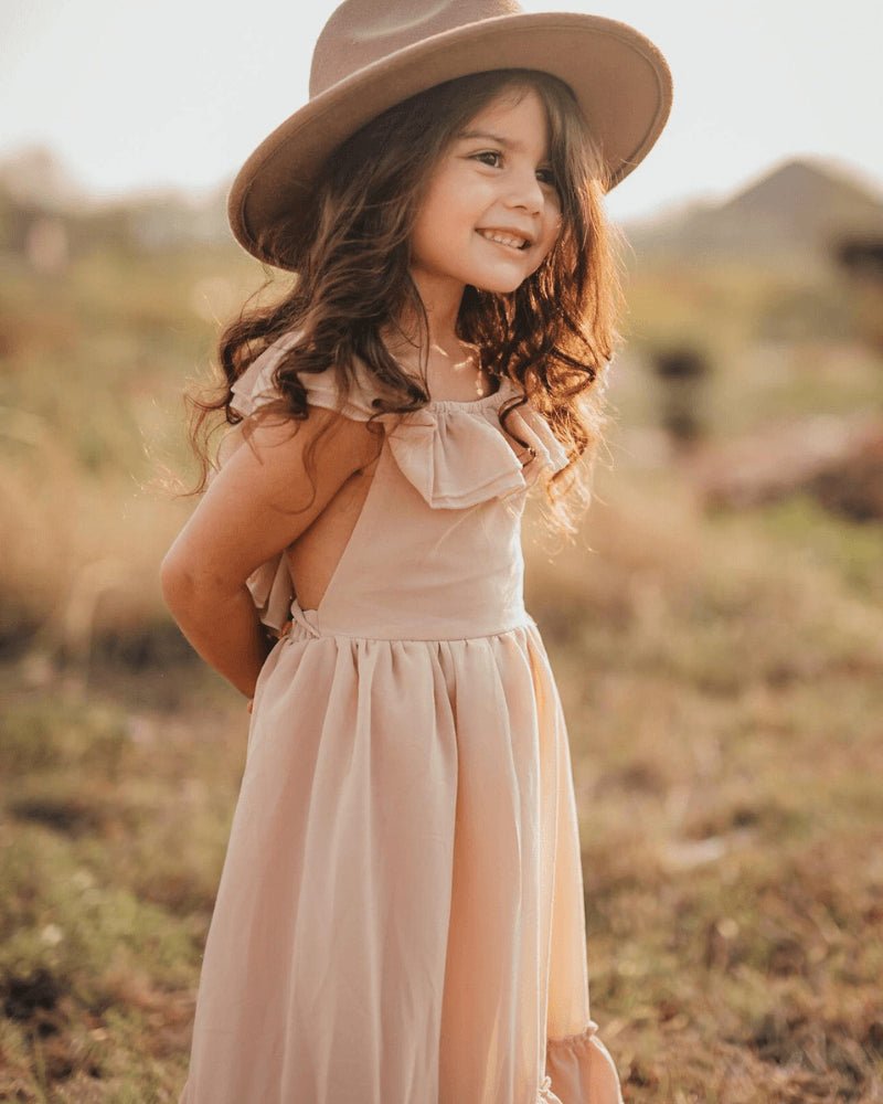 Nellie Ruffle Maxi Dress - Champagne 