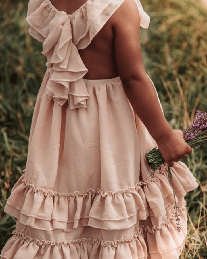 Nellie Ruffle Maxi Dress - Champagne 