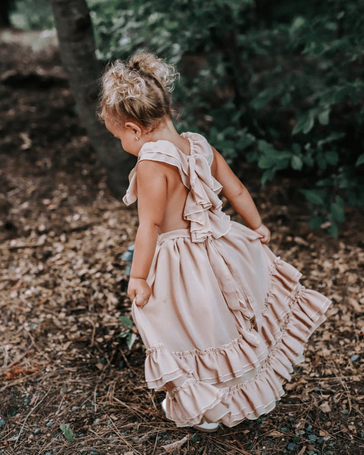 Nellie Ruffle Maxi Dress - Champagne 