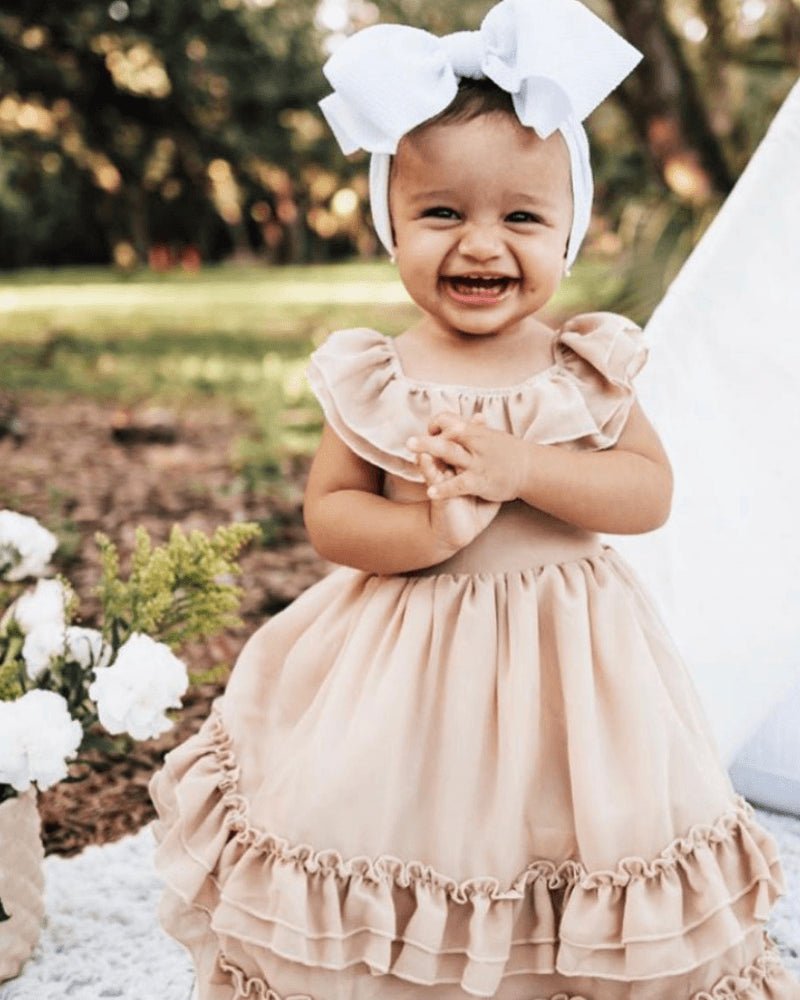 Nellie Ruffle Maxi Dress - Champagne 