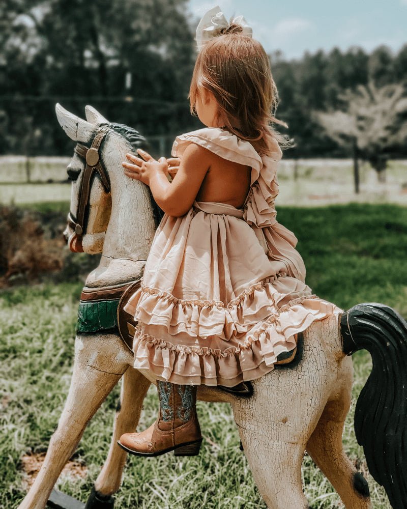 Nellie Ruffle Maxi Dress - Champagne 