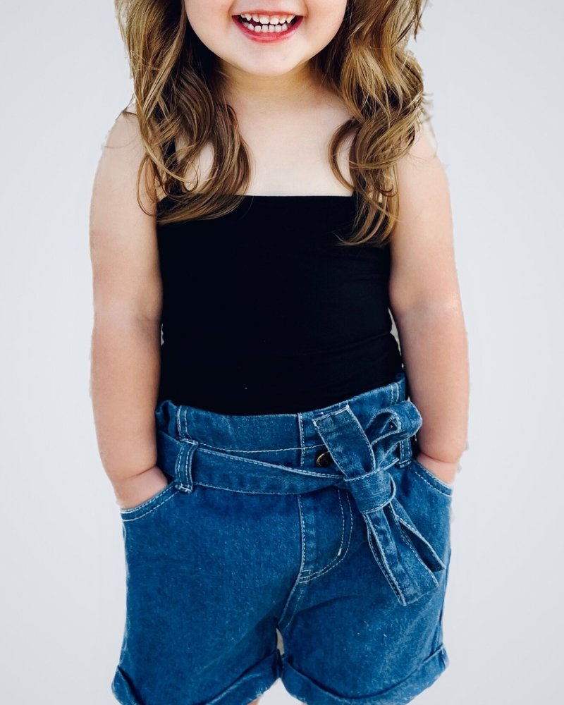 Quinn Tie-Waist Denim Shorts - Blue Jean #product_type - Bailey's Blossoms