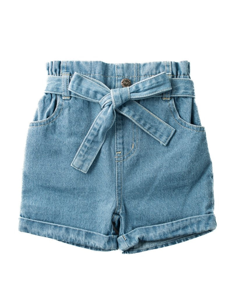 Quinn Tie-Waist Denim Shorts - Light Wash #product_type - Bailey's Blossoms