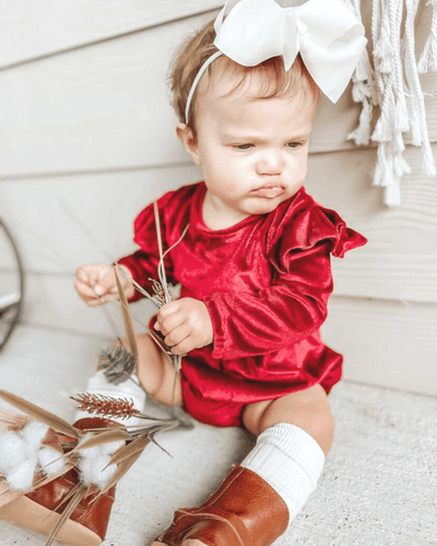 Rhodes Velour Bubble Shorty Romper - Candy Apple Red #product_type - Bailey's Blossoms