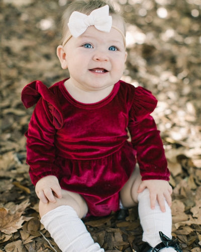Rhodes Velour Bubble Shorty Romper - Candy Apple Red #product_type - Bailey's Blossoms