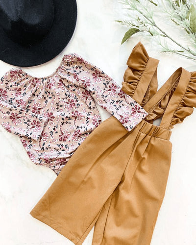 Sharlyn Ruffle Suspender Pants - Chestnut #product_type - Bailey's Blossoms