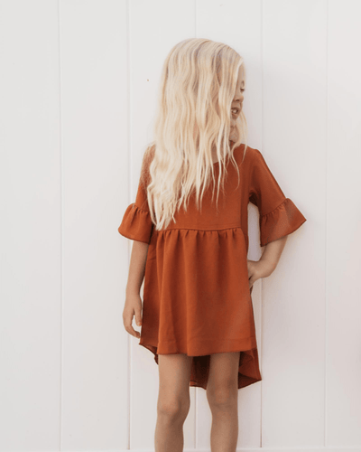 Spencer Ruffle Sleeve High-Low Dress - Cornucopia Orange #product_type - Bailey's Blossoms