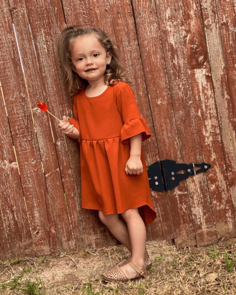 Spencer Ruffle Sleeve High-Low Dress - Cornucopia Orange #product_type - Bailey's Blossoms