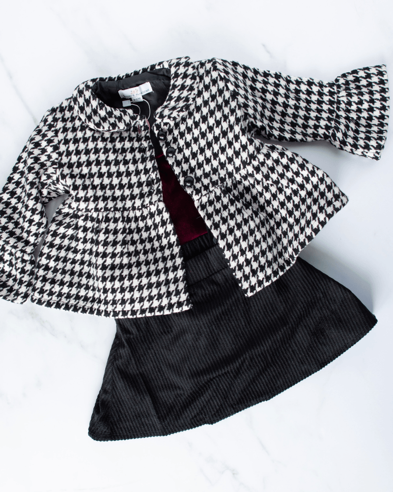 Waldorf Button Front Pea Coat Houndstooth